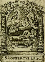 An illustration from Fasti Mariani cum illustrium diuorum imaginib. & elogijs prope DC. in singulos anni menses diésq SS. natales distributis (1630)