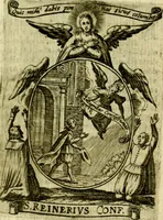 An illustration from Fasti Mariani cum illustrium diuorum imaginib. & elogijs prope DC. in singulos anni menses diésq SS. natales distributis (1630)