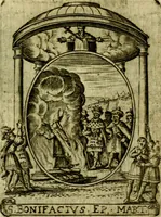 Picture 274 of 291 from Fasti Mariani cum illustrium diuorum imaginib. & elogijs prope DC. in singulos anni menses diésq SS. natales distributis (1630), leaf 580
