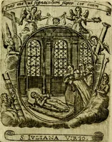 Picture 276 of 291 from Fasti Mariani cum illustrium diuorum imaginib. & elogijs prope DC. in singulos anni menses diésq SS. natales distributis (1630), leaf 584