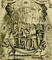 Picture 281 of 291 from Fasti Mariani cum illustrium diuorum imaginib. & elogijs prope DC. in singulos anni menses diésq SS. natales distributis (1630), leaf 594