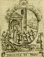 Picture 287 of 291 from Fasti Mariani cum illustrium diuorum imaginib. & elogijs prope DC. in singulos anni menses diésq SS. natales distributis (1630), leaf 606