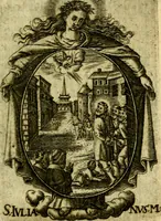 Picture 24 of 291 from Fasti Mariani cum illustrium diuorum imaginib. & elogijs prope DC. in singulos anni menses diésq SS. natales distributis (1630), leaf 62
