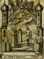 An illustration from Fasti Mariani cum illustrium diuorum imaginib. & elogijs prope DC. in singulos anni menses diésq SS. natales distributis (1630)