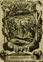 Picture 27 of 291 from Fasti Mariani cum illustrium diuorum imaginib. & elogijs prope DC. in singulos anni menses diésq SS. natales distributis (1630), leaf 68
