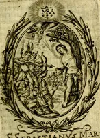An illustration from Fasti Mariani cum illustrium diuorum imaginib. & elogijs prope DC. in singulos anni menses diésq SS. natales distributis (1630)