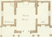 An illustration from Ferme ornée, or, Rural improvements : a series of domestic and ornamental designs, suited to parks, plantations, rides, walks, rivers, farms, &c. : consisting of fences, paddock houses, a bath, a dog-kennel, pavilions, farm-yards, fishing-houses, sporting-boxes, shooting-lodges, single and double cottages, &c. : calculated for landscape and picturesque effects (1796)
