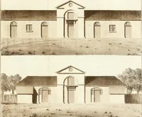 An illustration from Ferme ornée, or, Rural improvements : a series of domestic and ornamental designs, suited to parks, plantations, rides, walks, rivers, farms, &c. : consisting of fences, paddock houses, a bath, a dog-kennel, pavilions, farm-yards, fishing-houses, sporting-boxes, shooting-lodges, single and double cottages, &c. : calculated for landscape and picturesque effects (1796)