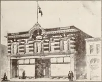 An illustration from A few facts about the city of Saskatoon : something of its past, present and prospects for the future, a city of opportunities. A railway centre. The hub of the great hard wheat area of Central Saskatchewan (1907)