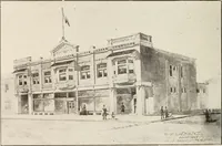 An illustration from A few facts about the city of Saskatoon : something of its past, present and prospects for the future, a city of opportunities. A railway centre. The hub of the great hard wheat area of Central Saskatchewan (1907)
