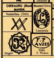 An illustration from Führer für sammler von Porzellan und Fayence, Steinzeug, Steingut usw : Vollständiges Verzeichnis der auf älterem Porzellan, Fayence, Steingut usw. befindlichen Marken (1919)