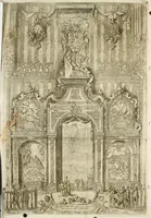 An illustration from Fiestas de la S. Iglesia Metropolitana, y Patriarcal de Sevilla : al nuevo culto del señor rey S. Fernando el Tercero de Castilla y de Leon : concedido a todas las iglesias de España, por la santidad de nuestro beatissimo padre Clemente X ... (1672)