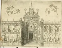 An illustration from Fiestas de la S. Iglesia Metropolitana, y Patriarcal de Sevilla : al nuevo culto del señor rey S. Fernando el Tercero de Castilla y de Leon : concedido a todas las iglesias de España, por la santidad de nuestro beatissimo padre Clemente X ... (1672)