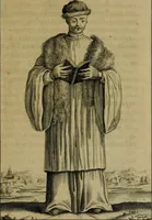 An illustration from Figures des differents habits des chanoines reguliers en ce siecle : auec vn discours sur les habits anciens et modernes de chanoines tant seculiers, que reguliers (1666)