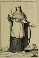 An illustration from Figures des differents habits des chanoines reguliers en ce siecle : auec vn discours sur les habits anciens et modernes de chanoines tant seculiers, que reguliers (1666)