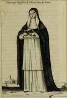 An illustration from Figures des differents habits des chanoines reguliers en ce siecle : auec vn discours sur les habits anciens et modernes de chanoines tant seculiers, que reguliers (1666)