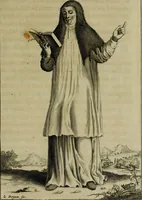 An illustration from Figures des differents habits des chanoines reguliers en ce siecle : auec vn discours sur les habits anciens et modernes de chanoines tant seculiers, que reguliers (1666)