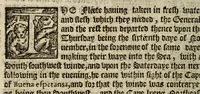 An illustration from The first booke of the Historie of the discouerie and conquest of the East Indias : enterprised by the Portingales in their daungerous nauigations in the time of King Don Iohn, the second of that name : vvhich historie conteineth much varietie of matter, very profitable for all nauigators and not vnpleasaunt to the readers (1582)