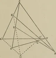 An illustration from A first course in projective geometry (1913)