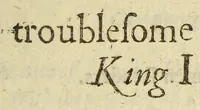 An illustration from The first and second part of the troublesome raigne of Iohn King of England : With the discouerie of King Richard Cordelions base sonne (vulgarly named, the bastard Fauconbridge:) also the death of King Iohn at Swinstead Abbey. As they were (sundry times) lately acted. Written by W. Shakespeare (1622)