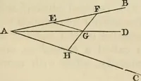 An illustration from The first six books of the elements of Euclid : with a commentary and geometrical exercises ; to which are annexed a treatise on solid geometry, and short essays on ancient geometrical analysis, and the theory of transversals (1861)