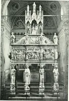An illustration from Five Italian shrines; an account of the monumental tombs of S. Augustine at Pavia, S. Dominic at Bologna, S. Peter Martyr at Milan, S. Donato at Arezzo, and of Orcagna's tabernacolo at Florence, with a prefatory essay on Tuscan sculpture (1906)