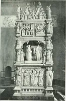 An illustration from Five Italian shrines; an account of the monumental tombs of S. Augustine at Pavia, S. Dominic at Bologna, S. Peter Martyr at Milan, S. Donato at Arezzo, and of Orcagna's tabernacolo at Florence, with a prefatory essay on Tuscan sculpture (1906)