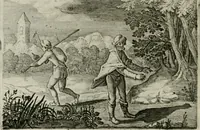 An illustration from Emblemata Florentii Schoonhovii I.C. Goudani, partim moralia partim etiam civilia : cum latiori eorundem ejusdem auctoris intepretatione : accedunt et alia quaedam poëmatia in alijs poëmatum suorum libris non contenta (1648)