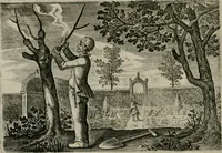 Picture 27 of 75 from Emblemata Florentii Schoonhovii I.C. Goudani, partim moralia partim etiam civilia : cum latiori eorundem ejusdem auctoris intepretatione : accedunt et alia quaedam poëmatia in alijs poëmatum suorum libris non contenta (1648), leaf 91