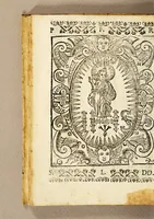 An illustration from Floresta Latina, culta en honra, y alabança de dos bellissimas plantas, y santissimas virgenes, Lucia, y Petronila. Por vnos aficionados suyos. Dedicada à D Carlos Colon Pacheco de Cordoua, y Bocanegra, Marques de Villamayor, y adelantado de la Nueua Galizia, señor de Fos, y el mayorazgo (1623)