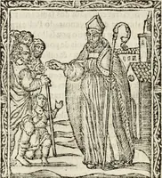 An illustration from Flos sanctorum : historia das vidas de Christo S.N. e de sua Santissima MÃ£y, vidas dos santos e suas festas repartidas pellos doze mezes : com sermoáº½s, & praticas que servem para muytas festas do anno (1681)