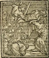 An illustration from Flos sanctorum : historia das vidas de Christo S.N. e de sua Santissima MÃ£y, vidas dos santos e suas festas repartidas pellos doze mezes : com sermoáº½s, & praticas que servem para muytas festas do anno (1681)
