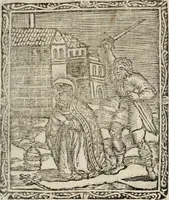 An illustration from Flos sanctorum : historia das vidas de Christo S.N. e de sua Santissima MÃ£y, vidas dos santos e suas festas repartidas pellos doze mezes : com sermoáº½s, & praticas que servem para muytas festas do anno (1681)