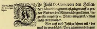 An illustration from Fünfter Theil der Orientalischen Indien, eygentlicher Bericht vnd warhafftige Beschreibung der gantzen volkommenen Reyse oder Schiffart, so die Holländer mit acht Schiffen in die Orientalische Indien, sonderlich aber in die Javanische vnd Molukische Inseln, als Bantam, Banda, vnd Ternate, &c. gethan haben, welche von Amsterdam abgefahren im Jahr 1598. vnd zum Theil Anno 1599. zum Theil aber in Jüngst abgelauffenen 1600. Jahr, : mit grossen Reichthumb von Pfeffer Muscaten, Regelein, vnd anderer köstlichen Würtz, wider anheym gelanget, darinn fleissig beschrieben vnd angezeigt, was ihnen auff der gantzen Reyse Denckwürdiges begegnet vnd zuhanden gangen. (1601)