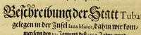 An illustration from Fünfter Theil der Orientalischen Indien, eygentlicher Bericht vnd warhafftige Beschreibung der gantzen volkommenen Reyse oder Schiffahrt, so die Holländer mit 8. Schiffen in die Orientalische Indien, sond[er]lich aber in die Javanische vnd Molukische Inseln, als Bantam, Banda, vnnd Ternate, &c. gethan haben, welche von Amsterdam abgefahren im Jahr 1598. vnnd zum Theil Anno 1599. zum Theil aber in Jüngst abgelauffenen 1600. Jahr, : mit grossen Reichthumb von Pfeffer, Muscaten, Regelein, vnd anderer köstlichen Würtz, wid anheym gelanget, darinn fleissig beschrieben vnd angezeigt, w[a]z ihnen auff der gantzen Reyse Denckwürdiges begegnet vnd zuhanden gangen. (1623)