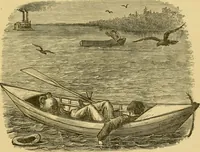 An illustration from Four months in a sneak-box. A boat voyage of 2600 miles down the Ohio and Mississippi rivers (1879)