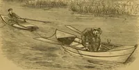 An illustration from Four months in a sneak-box. A boat voyage of 2600 miles down the Ohio and Mississippi rivers (1879)