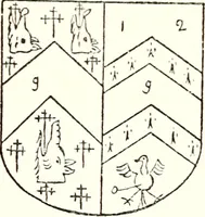 An illustration from The four visitations of Berkshire made and taken by Thomas Benolte, Clarnceuc, anno 1532; by William Harvey, Clarnceux, anno 1566; by Henry Chiting, Chester herald, and John Philipott, Rouge dragon, for William Camden, Clarenceux, anno 1623; and by Elias Ashmole, Windsor herald, for Sir Edward Bysshe, Clarenceux, anno 1665-66 (1907)
