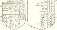 An illustration from The four visitations of Berkshire made and taken by Thomas Benolte, Clarnceuc, anno 1532; by William Harvey, Clarnceux, anno 1566; by Henry Chiting, Chester herald, and John Philipott, Rouge dragon, for William Camden, Clarenceux, anno 1623; and by Elias Ashmole, Windsor herald, for Sir Edward Bysshe, Clarenceux, anno 1665-66 (1907)