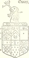 An illustration from The four visitations of Berkshire made and taken by Thomas Benolte, Clarnceuc, anno 1532; by William Harvey, Clarnceux, anno 1566; by Henry Chiting, Chester herald, and John Philipott, Rouge dragon, for William Camden, Clarenceux, anno 1623; and by Elias Ashmole, Windsor herald, for Sir Edward Bysshe, Clarenceux, anno 1665-66 (1907)