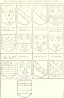 An illustration from The four visitations of Berkshire made and taken by Thomas Benolte, Clarnceuc, anno 1532; by William Harvey, Clarnceux, anno 1566; by Henry Chiting, Chester herald, and John Philipott, Rouge dragon, for William Camden, Clarenceux, anno 1623; and by Elias Ashmole, Windsor herald, for Sir Edward Bysshe, Clarenceux, anno 1665-66 (1907)