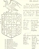 An illustration from The four visitations of Berkshire made and taken by Thomas Benolte, Clarnceuc, anno 1532; by William Harvey, Clarnceux, anno 1566; by Henry Chiting, Chester herald, and John Philipott, Rouge dragon, for William Camden, Clarenceux, anno 1623; and by Elias Ashmole, Windsor herald, for Sir Edward Bysshe, Clarenceux, anno 1665-66 (1907)