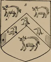 An illustration from The four visitations of Berkshire made and taken by Thomas Benolte, Clarnceuc, anno 1532; by William Harvey, Clarnceux, anno 1566; by Henry Chiting, Chester herald, and John Philipott, Rouge dragon, for William Camden, Clarenceux, anno 1623; and by Elias Ashmole, Windsor herald, for Sir Edward Bysshe, Clarenceux, anno 1665-66 (1907)