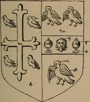 An illustration from The four visitations of Berkshire made and taken by Thomas Benolte, Clarnceuc, anno 1532; by William Harvey, Clarnceux, anno 1566; by Henry Chiting, Chester herald, and John Philipott, Rouge dragon, for William Camden, Clarenceux, anno 1623; and by Elias Ashmole, Windsor herald, for Sir Edward Bysshe, Clarenceux, anno 1665-66 (1907)