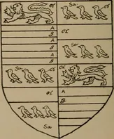 An illustration from The four visitations of Berkshire made and taken by Thomas Benolte, Clarnceuc, anno 1532; by William Harvey, Clarnceux, anno 1566; by Henry Chiting, Chester herald, and John Philipott, Rouge dragon, for William Camden, Clarenceux, anno 1623; and by Elias Ashmole, Windsor herald, for Sir Edward Bysshe, Clarenceux, anno 1665-66 (1907)