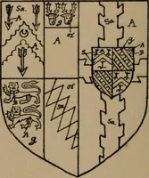 An illustration from The four visitations of Berkshire made and taken by Thomas Benolte, Clarnceuc, anno 1532; by William Harvey, Clarnceux, anno 1566; by Henry Chiting, Chester herald, and John Philipott, Rouge dragon, for William Camden, Clarenceux, anno 1623; and by Elias Ashmole, Windsor herald, for Sir Edward Bysshe, Clarenceux, anno 1665-66 (1907)