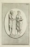 An illustration from Francisci Ficoronii Reg. Lond. Acad. socii dissertatio de larvis scenicis et figuris comicis antiquorum Romanorum, et ex Italica in Latinam linguam versa (1754)