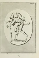 An illustration from Francisci Ficoronii Reg. Lond. Acad. socii dissertatio de larvis scenicis et figuris comicis antiquorum Romanorum, et ex Italica in Latinam linguam versa (1754)