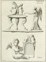 An illustration from Francisci Ficoronii Reg. Lond. Acad. socii dissertatio de larvis scenicis et figuris comicis antiquorum Romanorum, et ex Italica in Latinam linguam versa (1754)