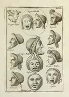 An illustration from Francisci Ficoronii Reg. Lond. Acad. socii dissertatio de larvis scenicis et figuris comicis antiquorum Romanorum, et ex Italica in Latinam linguam versa (1754)